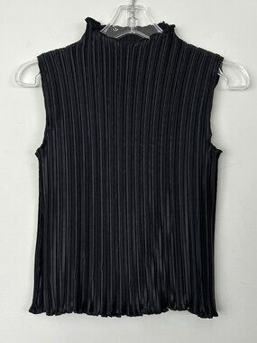 Vintage EK Designs Plissé Accordion Pleated Sleeveless Top Blouse Satin Sz M Y2K